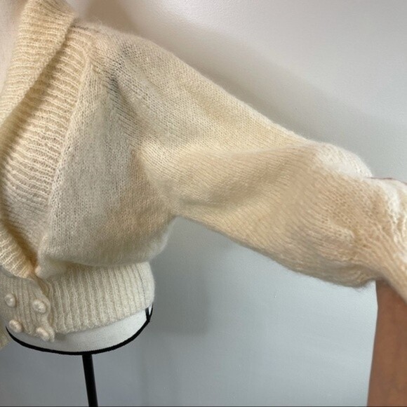 Vintage WOOF DESIGN NEWFOUNDLAND Fuzzy Knitted Sweater Cardigan Mohair Wool - Picture 5 of 12